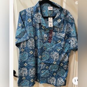 Barefoot In Paradise Hawaiian Shirt Multicolored Men Size XL Blue Hawaiian